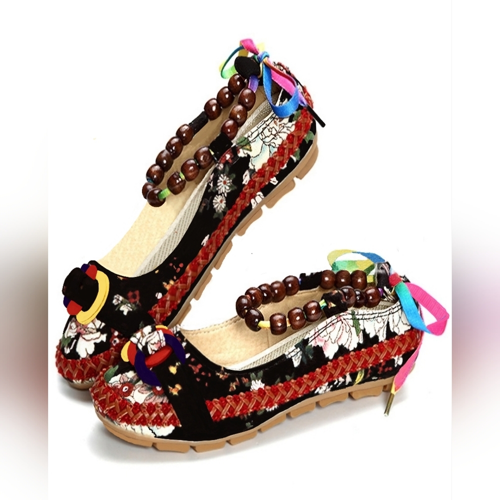 Xiruy Boho Summer Ballet Flats sz 9 Beaded  NIB (Handmade)